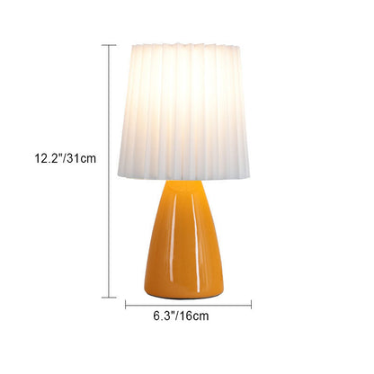 Contemporary Simplicity Fabric Pleated Ceramic Base 1-Light Table Lamp For Living Room