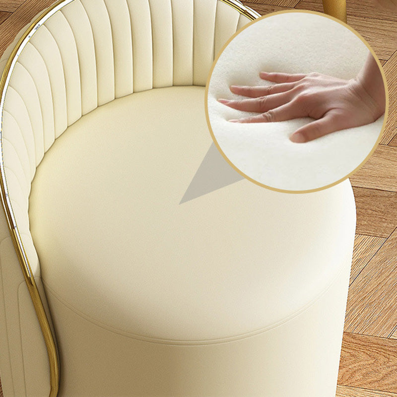Modern Minimalist Cylinder Iron Nappa Leather Vanity Stool Backrest For Bedroom