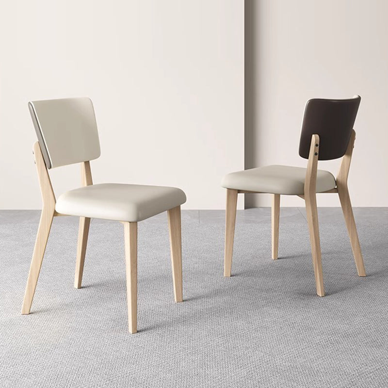 Contemporary Nordic Square PU Leather Solid Wood Frame Dining Chair Backrest For Dining Room