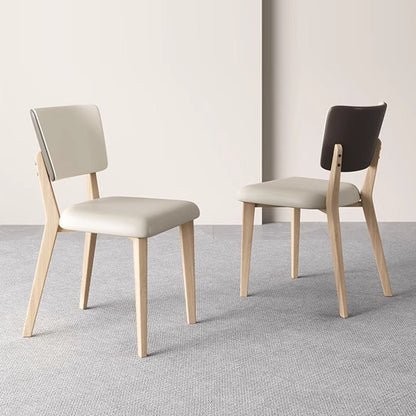 Contemporary Nordic Square PU Leather Solid Wood Frame Dining Chair Backrest For Dining Room