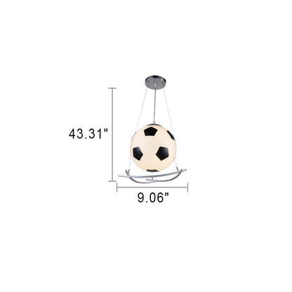 Cartoon Creative Soccer Glass Iron 1-Light Kids Pendant Light