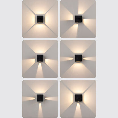 Modern Minimalist Solar Square Striped Aluminum LED Wall Sconce Lamp For Garden