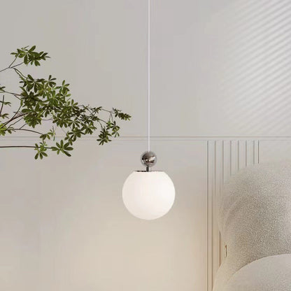 Modern Minimalist Round Ball Iron Glass 1-Light Pedant Light For Bedroom