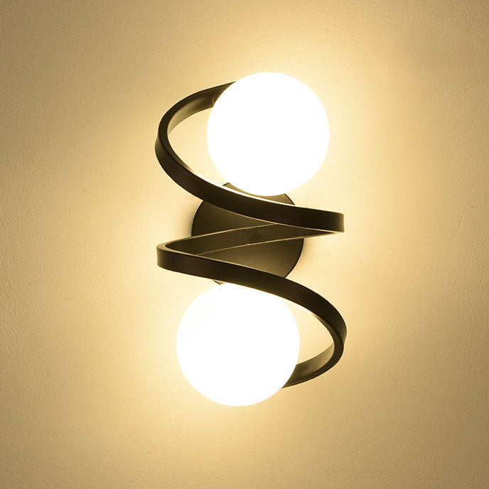 Modern Minimalist Round Ball Iron Glass 2-Light Wall Sconce Lamp