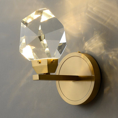 مصباح حائط LED معاصر فاخر من الكريستال الماسي النحاسي للممر 