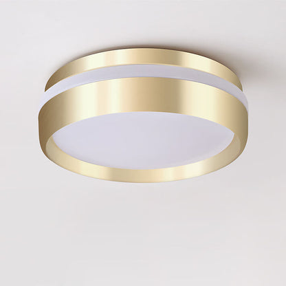 Nordic Minimalist Round Solid Gold Aluminum Acrylic LED Flush Mount Light
