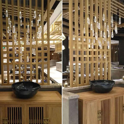 Modern Simplicity Iron Aluminum Crystal Drop Meteor Shower LED Pendant Light For Dining Room