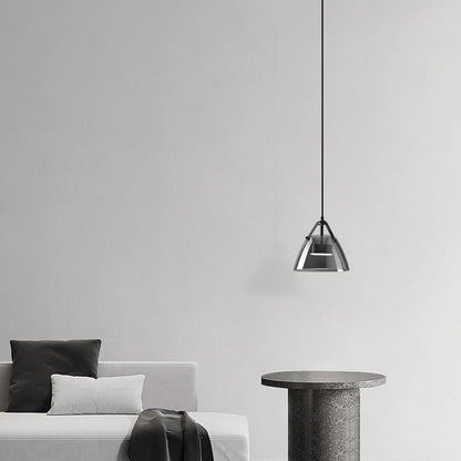 Contemporary Scandinavian Glass Conical Shade LED Island Light Chandelier For Dining Room
