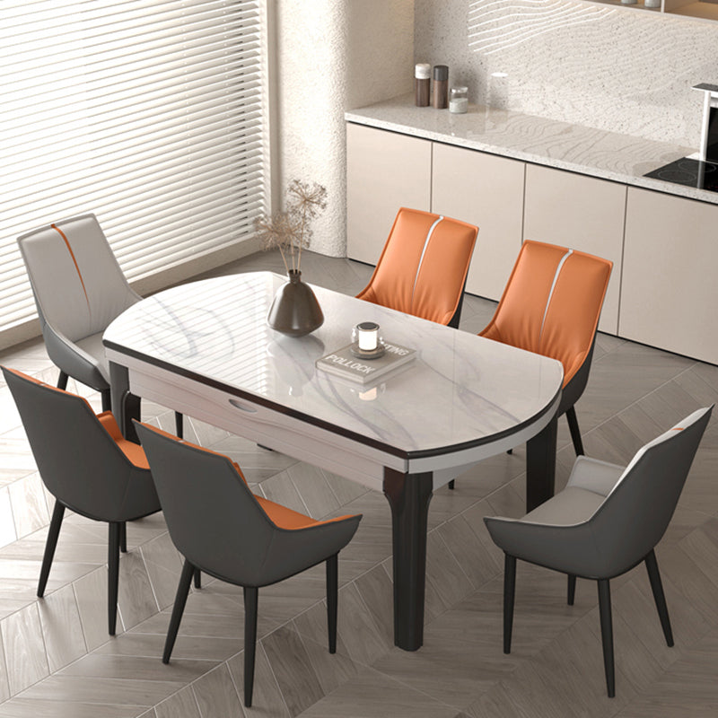 Contemporary Nordic Square Faux Leather Upholstered Dining Chair Backrest Armrest For Dining Room