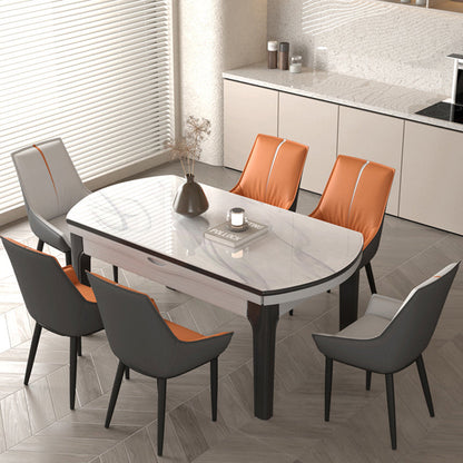 Contemporary Nordic Square Faux Leather Upholstered Dining Chair Backrest Armrest For Dining Room