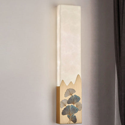 Traditional Chinese Marble All-Copper Rectangular LED Wall Sconce Lamp For Bedroom