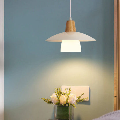 Japanese Minimalist Log Glass 1-Light Pendant Light