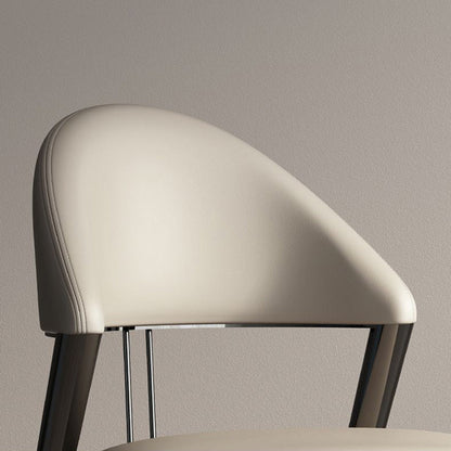 Modern Luxury Round Cushion PU Leather Lambswool Sponge Black Titanium Dining Chair Backrest For Dining Room