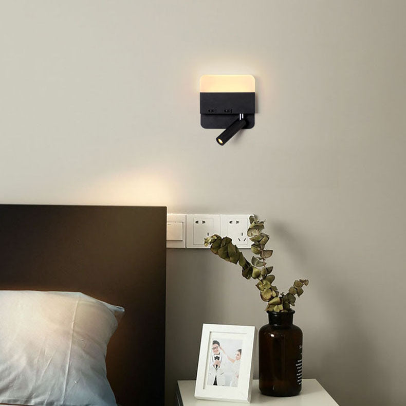 مصباح حائط للقراءة LED مصنوع من الأكريليك والألومنيوم بتصميم دائري مربع بسيط وحديث 