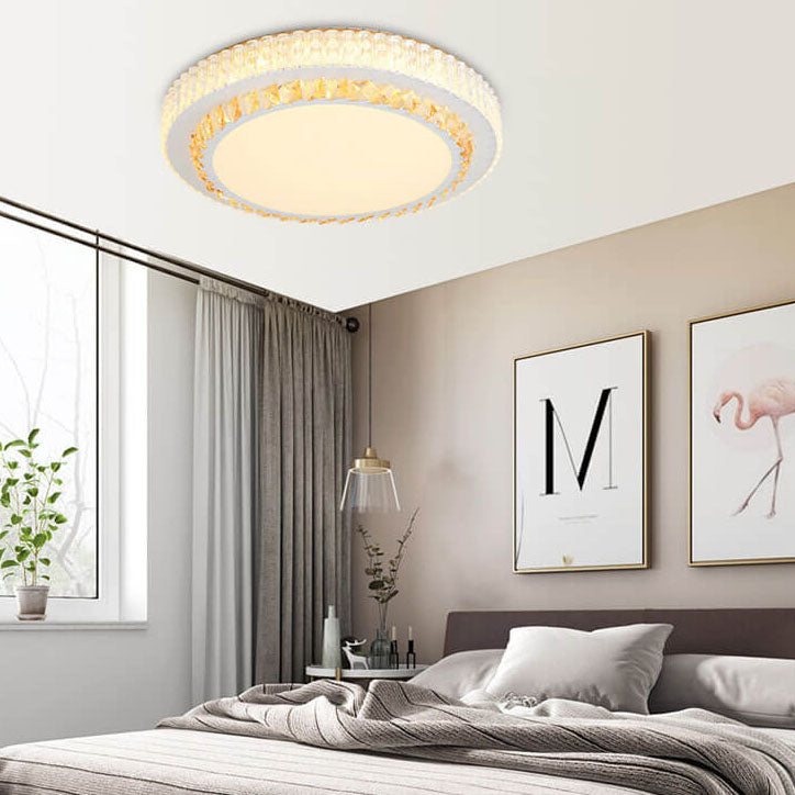 إضاءة LED دائرية حديثة بسيطة من الأكريليك الكريستالي مثبتة في السقف 