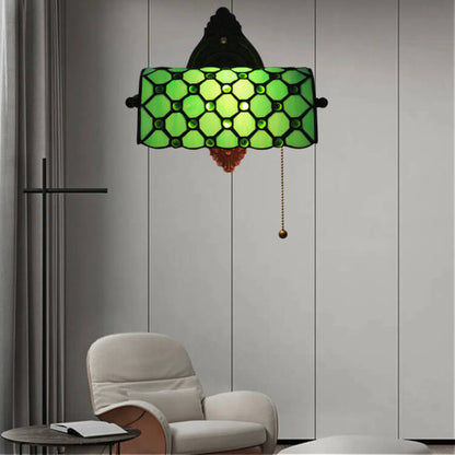Tiffany Lucite Beads Stained Glass 1-Light Wall Sconce Lamp