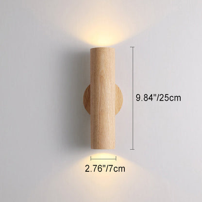 寝室用伝統的な日本製ゴムの木シリンダーLED壁取り付け用燭台ランプ