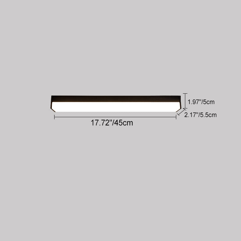 Modern Minimalist Long Rectangle Aluminum PC LED Flush Mount Ceiling Light For Outdoor Patio