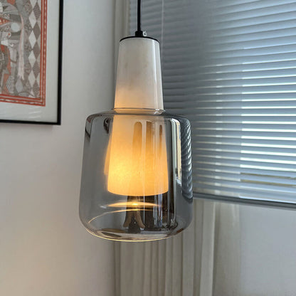 Nordic Minimalist Marble Glass Jar 1-Light Pendant Light