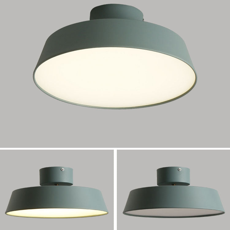 Nordic Minimalist Round Pot Iron LED Flush Mount Ceiling Light