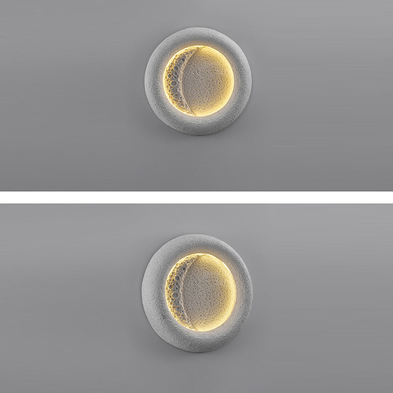 مصباح حائط LED دائري تقليدي عتيق مقاوم للماء مصنوع من الخرسانة على شكل قمر دافئ للحديقة 
