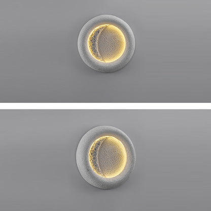 مصباح حائط LED دائري تقليدي عتيق مقاوم للماء مصنوع من الخرسانة على شكل قمر دافئ للحديقة 