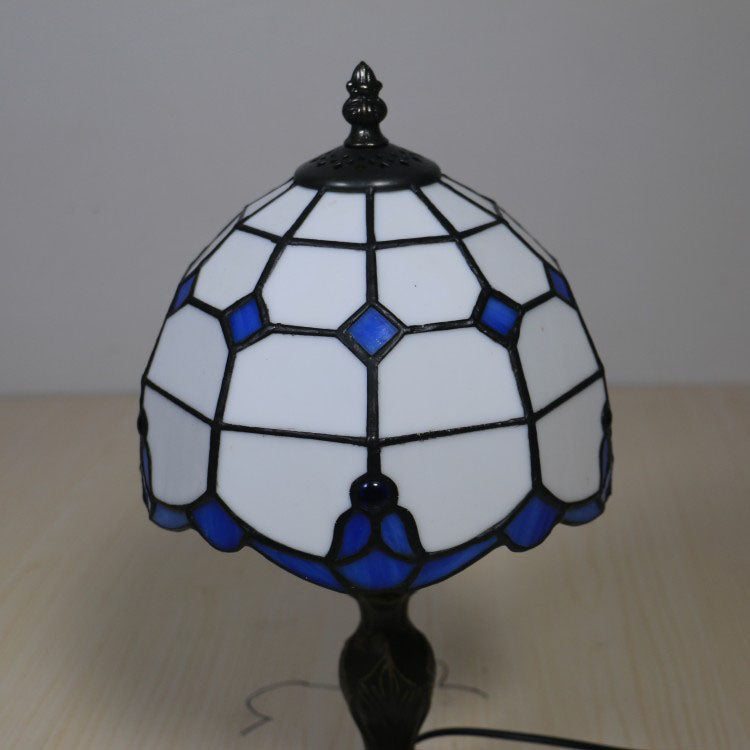 Traditional Tiffany Resin Glass Umbrella Shape 1-Light Table Lamp For Bedroom