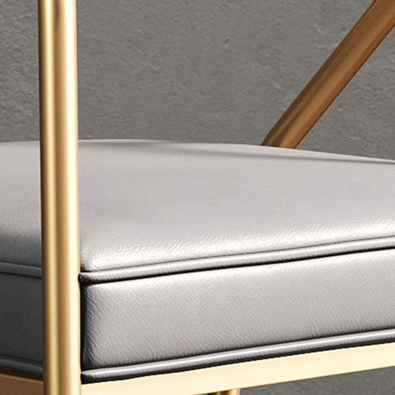 Modern Luxury Ring Full Wrap PU Leather Linen Electroplated Alloy Dining Chair Backrest Armrest For Dining Room