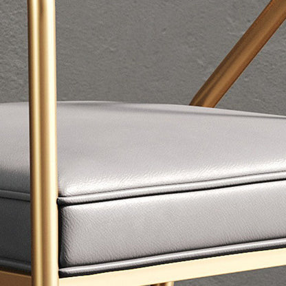 Modern Luxury Ring Full Wrap PU Leather Linen Electroplated Alloy Dining Chair Backrest Armrest For Dining Room