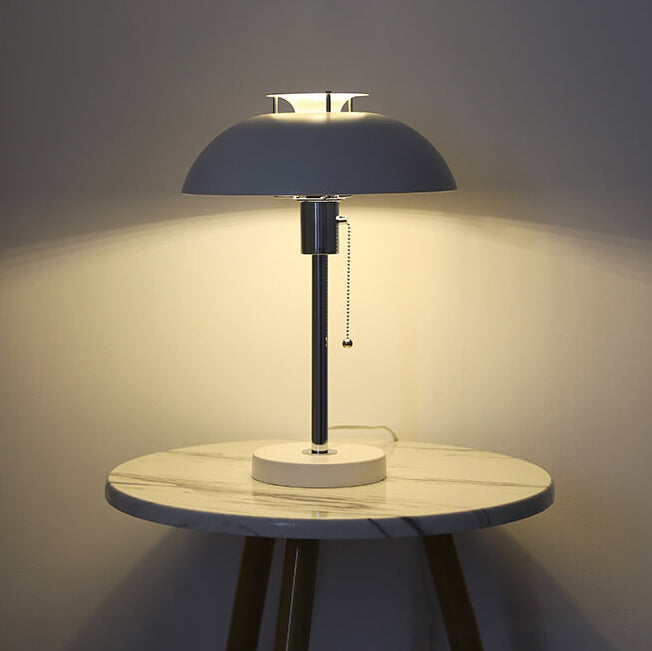 French Vintage Iron Round Dome 1-Light Table Lamp