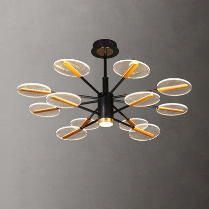 Contemporary Scandinavian Branch Round Iron Acrylic LED Chandelier For Living Room