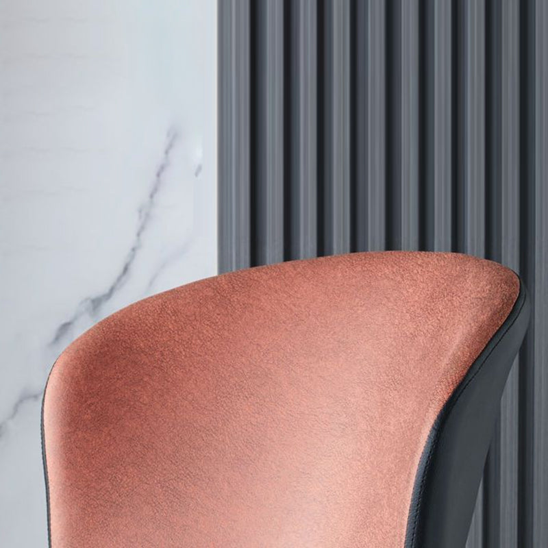 Contemporary Scandinavian Round Cushion Faux Leather Carbon Steel Dining Chair Backrest For Dining Room