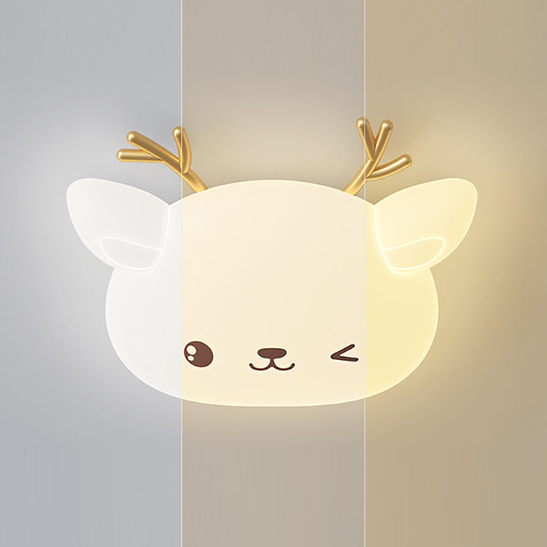 Modern Simplicity Kids Iron PE Deer Elliptical LED Flush Mount Ceiling Light For Bedroom