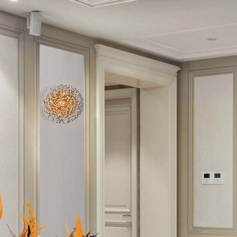 Modern Luxury Crystal Dandelion Aluminum 4-Light Wall Sconce Lamp