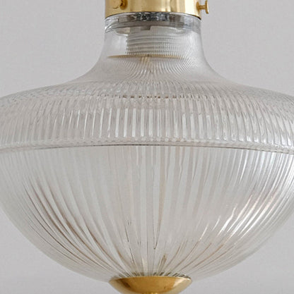 Contemporary Retro Ribbed  Iron Glass 1-Light Pendant Light For Living Room