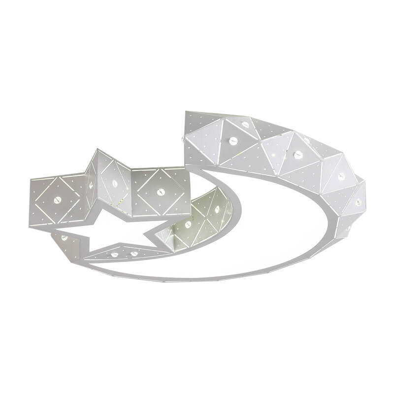 Modern Star Moon Geometric Iron LED Kids Flush Mount Ceiling Light
