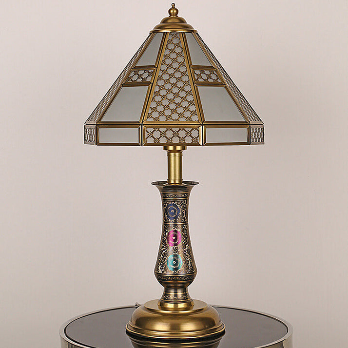 Modern Chinese Luxury Glass Copper 1-Light Table Lamp