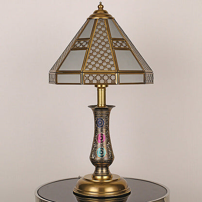 Modern Chinese Luxury Glass Copper 1-Light Table Lamp