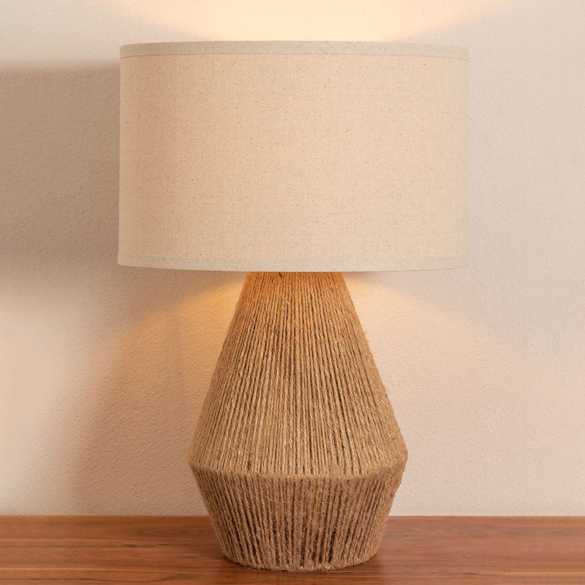 Japanese Vintage Hemp Rope Weaving Base Fabric 1-Light Table Lamp