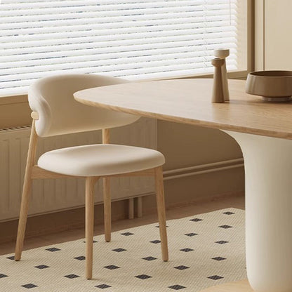 Traditional Japanese Elliptical Ash Wood Oaken Faux Leather Dining Table & Chair Set For 4/6 Seats