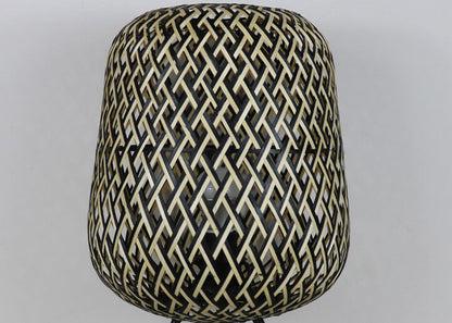 Vintage Japanese Rattan Weaving Oval Ball 1-Light Table Lamp