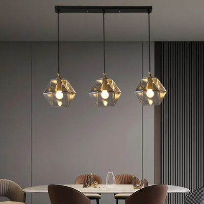 Nordic Light Luxury Wrought Iron Glass 1/3-Light Chandelier