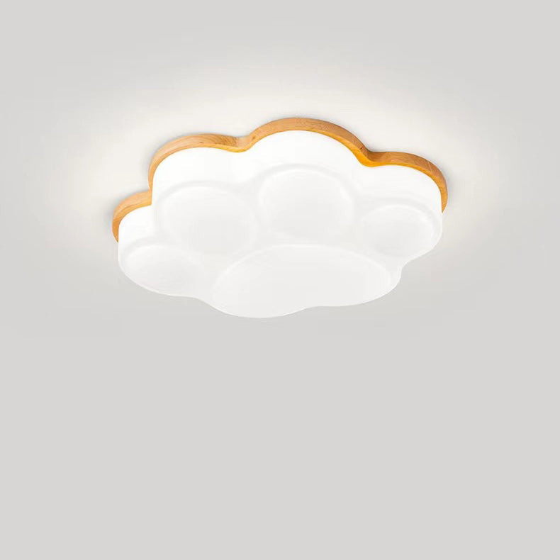 Modern Minimalist Cat's Paw Iron Solid Wood LED Flush Mount Ceiling Light For Bedroom