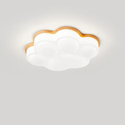 Modern Minimalist Cat's Paw Iron Solid Wood LED Flush Mount Ceiling Light For Bedroom
