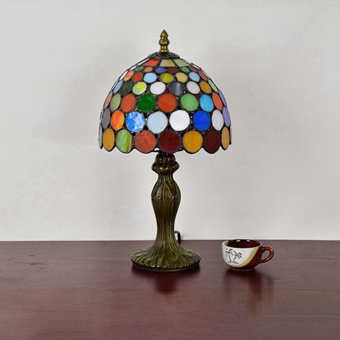 European Style Tiffany Stained Dot Glass 1-Light Table Lamp