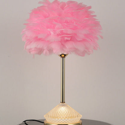 Modern Simple Feather Shade Diamond Acrylic Decorative 1-Light Table Lamp