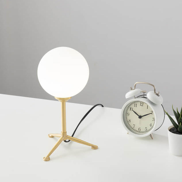 Modern Simple Spherical Milky White Lampshade 1-Light Table Lamp