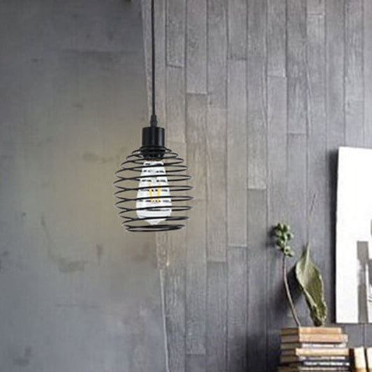Modern Minimalist Oval Pure Black Iron 1-Light Pendant Light