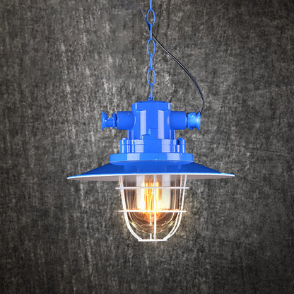 Contemporary Industrial Iron Pot Lid Glass Shade 1-Light Pendant Light For Dining Room