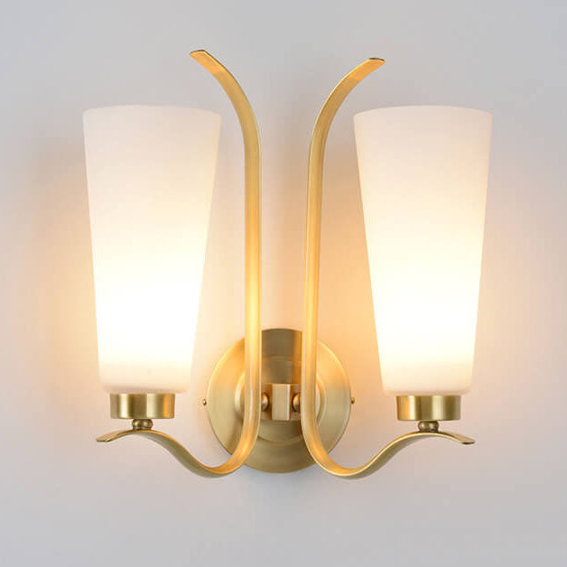 European Light Luxury All Copper Glass 1/2-Light Wall Sconce Lamp
